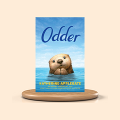 Book cover of 'Odder' by Katherine Applegate with an otter in water on a blue background