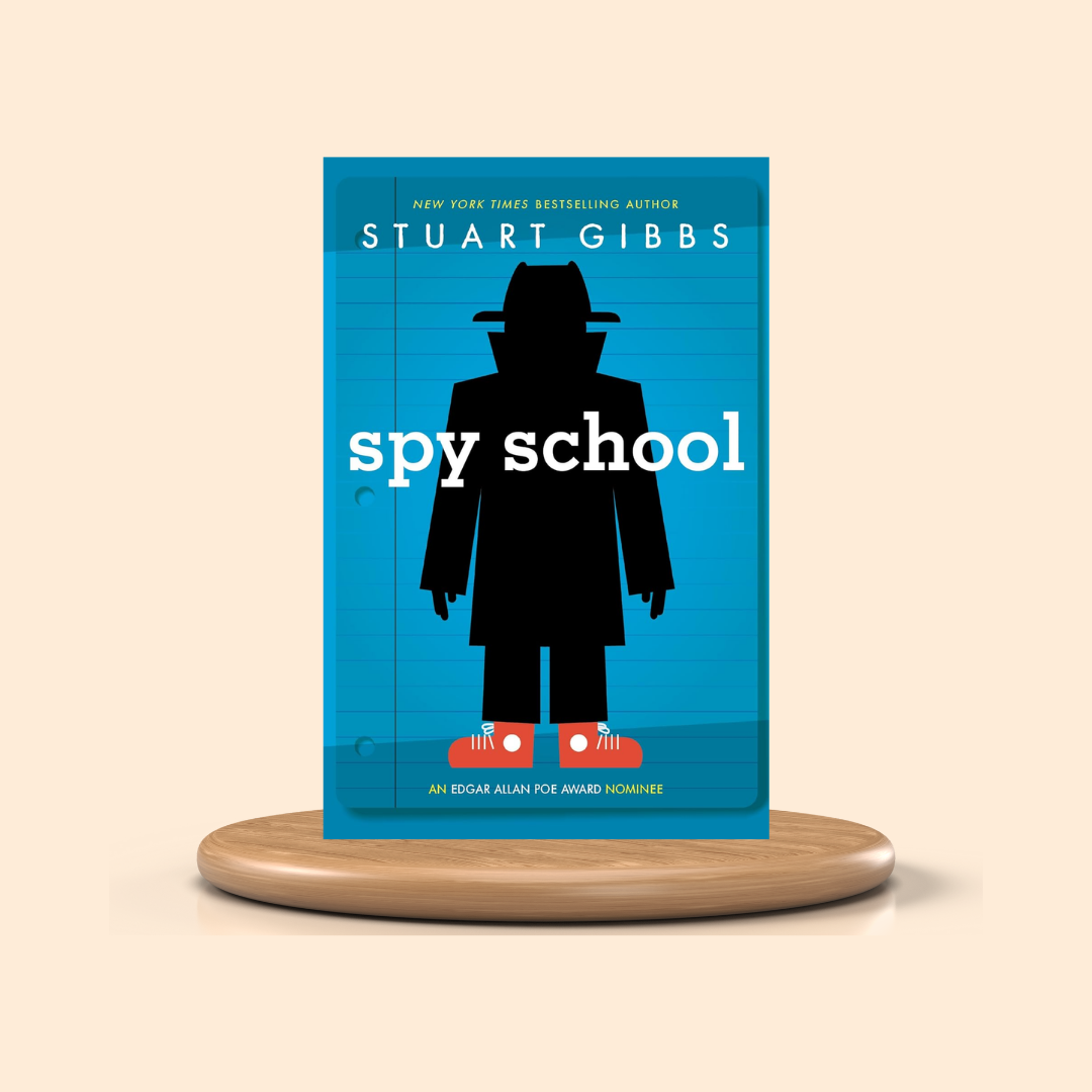 Book cover of 'Spy School' by Stuart Gibbs on a beige background