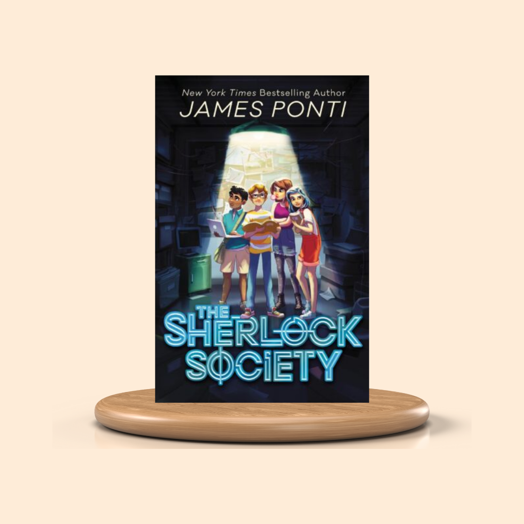 Book cover of 'The Sherlock Society' by James Ponti on a beige background