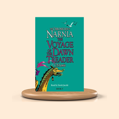 Book cover of 'The Voyage of the Dawn Treader'  by C.S. Lewis from 'The Chronicles of Narnia' on a beige background